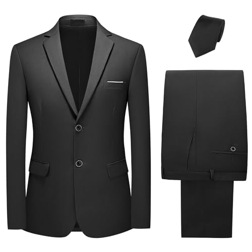 Men's 2-Piece Suit Classic Fit Tuxedo Suit for Wedding Prom Formal Wear Slim Fit Jacket & Pants Set with Tie