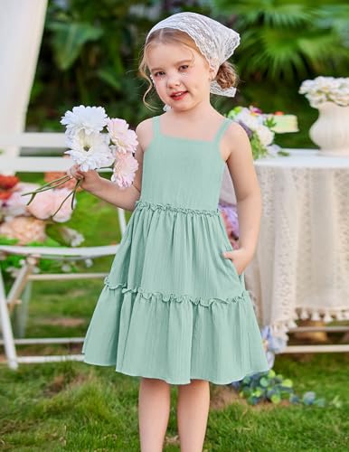 Arshiner Girls Spaghetti Strap Dress Toddler Summer Dresses Kids Beach Casual Sundresses with Pockets for 1-7t - Image 3