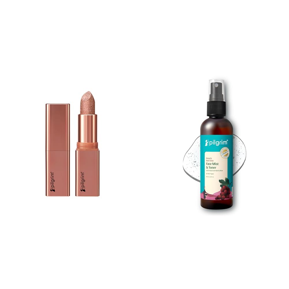 Pilgrim Glitter Lipstick For Women 4.2gm & Alcohol Free Red Vine Face Toner Spray with Vitamin B3 and Aloe, Face Mist Spray For Anti Ageing, Glowing Skin, Dry, Oily Skin, Men & Women,100ml-image-33