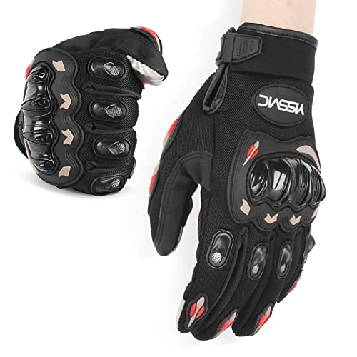 YISSVIC Guanti da Moto Touchscreen sulle Dita Antivento Antiscivolo per Motocross, Arrampicata, Alpinismo, MTB Bicicletta e Altri Sport All'aperto- Nero M