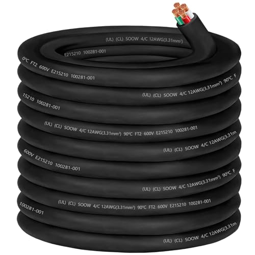 100ft 12/4 12 Gauge SOOW Wire 12 AWG SOOW Portable Power