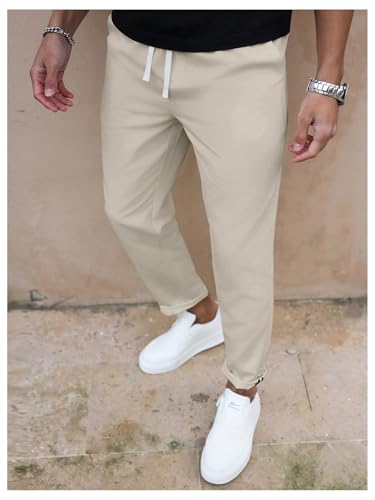 SOLY HUX Men's Casual Pants Drawstring Elastic Waist Work Trousers with Pockets4