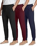 Real Essentials 3 Pack: Men's Soft Lounge Sleep Joggers - Pajama Pants Drawstring & Pockets - Set 9, M