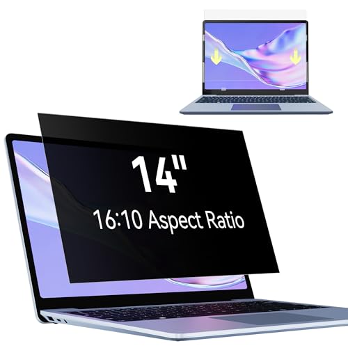 Blickschutzfilter für Laptop 14 Zoll 16:10 Sichtschutz, Blickschutzfolie Anti Blaulicht Blendschutz, Abnehmbarer Displayfilter Sichtschutzfilter Kompatibel mit Lenovo/HP/Dell/Acer/Samsung/Asus/Toshiba