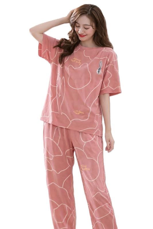 Women Lounge Set Oversized Soft Cotton Feel Relaxed T Shirt with Matching Pyjama Shorts Night Suit