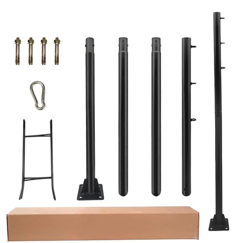 Shade Sail Poles Kit, 2025 Upgraded 2 Poles 9.5Ft Outdoor Sun Shade Sail Post with Concrete Bracket Support Awning Canopy Heavy Duty Metal Pole Kit for Outside Patio Garden Deck Playground Backyard