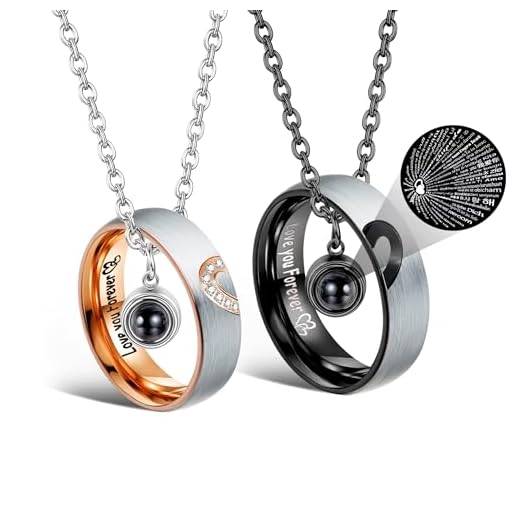 ZELORES Colares combinando para casais colar com pingente para mulheres homens anéis de compromisso combinando conjunto de pingente de aço inoxidável colar de casal para ele e para ela aniversário de dia dos namorados joias presente, Aço inoxidável, Zircônia cúbica