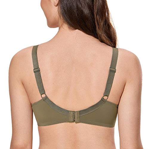 Calvena Women's Lace Bra Full Coverage Non Padded Underwired Unlined Plus Size Bra For Everyday Comfort Camouflage 34G #TOP2