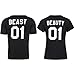 Bangerdei Matching Couple Beast Beauty His and Her T-Shirts Short Sleeve Tee