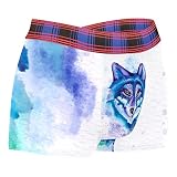 Wild & Free Boxer élastique en polyester pour homme Motif tête de loup à l'aquarelle Séchage rapide, multicolore, L