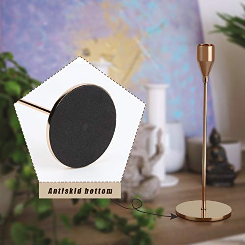 Dedoot Candle Holder, Set Of 3 Candle Holders Gold Candlestick Holder Metal Taper Candle Holder Fit 3/4 Inch Candlestick, Decorative Candle Stand 9.5 Inch For Table #TOP3