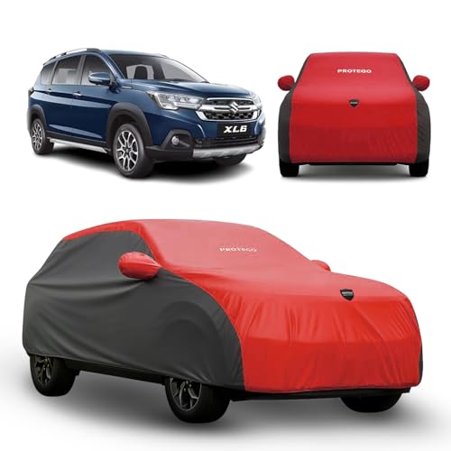 Image of PROTEGO Prime Series India's 1st Anti-Tear Car Cover for Maruti Suzuki XL6 D-A | Heavy-Duty, Custom Fit, All Weather | 100% Waterproof, Windproof & Hail Resistant | 2-Year Warranty | Red + Black