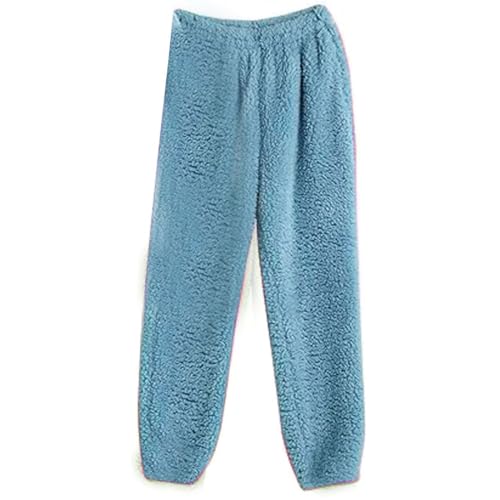 Pantalon de yoga mixte en laine polaire chaude bleu sarcelle S