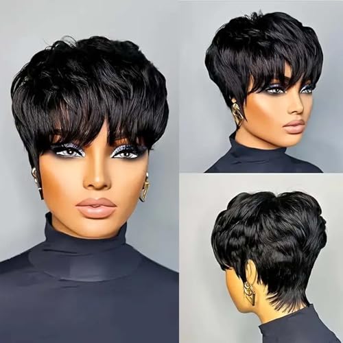 Flandi Pixie Cut Wig Human Hair Short Pixie Cut Wigs
