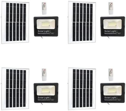 4 Pack - 400W Solar LED Flood Light IP67 Waterproof Outdoor Security Light with Remote Control & Separate Solar Panel