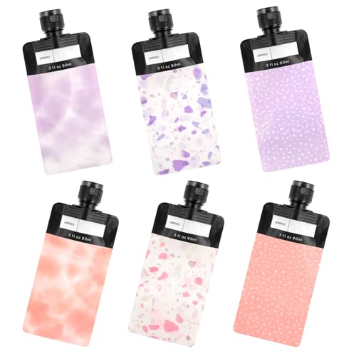 Dimeho 6 Pcs Travel Pouches for Toiletries 3 oz Travel Size Containers Leak Proof Empty Squeeze Pouches TSA Approved Refillable Travel Bottles for Liquids Shampoo Conditioner Pouch Travel Accessories