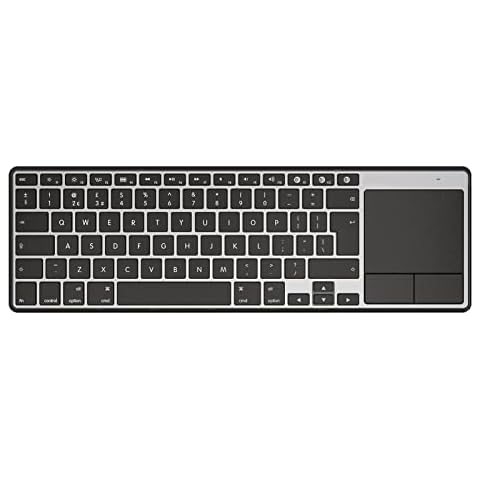 Bluetooth Keyboard with Trackpad for Apple, Wireless Metal Keyboard UK QWERTY Multi-device Rechargeable with Large Sensitive Touchpad for iPad Macbook with iOS Mac OS Systems, Black and Dark Grey Cover