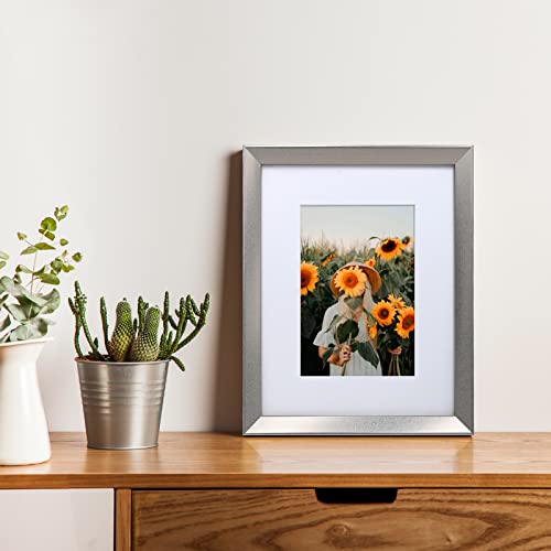 Kinlink 8X10 Picture Frames Silver, Photo Frames With Real Glass For Pictures 5X7 With Mat Or 8X10 Without Mat, Composite Wood Picture Frames For Tabletop And Wall Mounting Display, Set Of 4 #TOP4