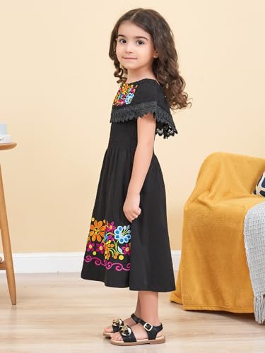Image of Mexican Dress for Girls Traditional Vestidos Mexicanos Cinco de Mayo Embroidered Dresser Toddler Kids