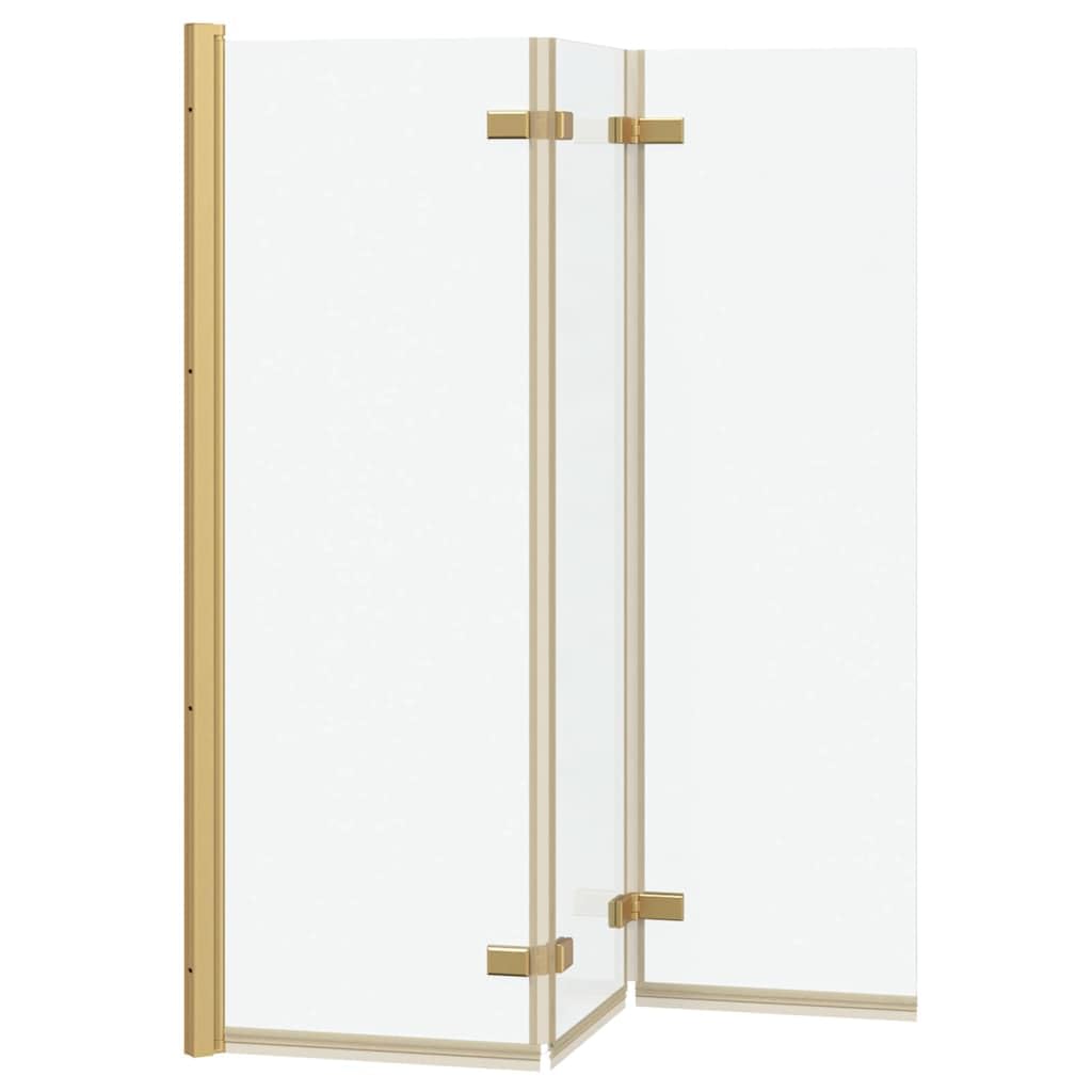 Cabina de ducha plegable dorada, 130 x 138 cm, vidrio templado ESG y