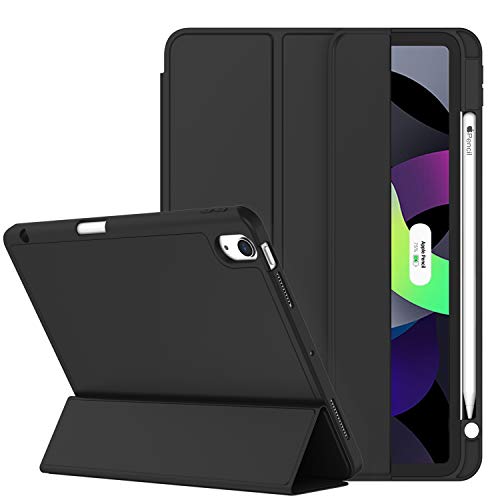 ZryXal iPad Air 11 Inch Case M4 2026/ M3 (2025)/ M2 (2024), iPad Air 5th (2022)/ 4th Generation (2020) 10.9 Inch - Smart Cover with Pencil Holder and Soft TPU Back, Auto Wake/Sleep(New Black) by ZryXal - Used condition - US$17.03