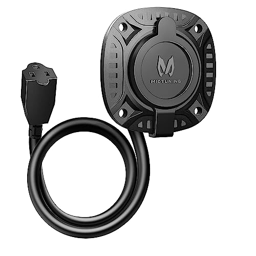 MICTUNING 13Amp 125V AC Port Plug with 16 Integrated Heavy Duty Extension Cord and Water-Resistant Cap - Black