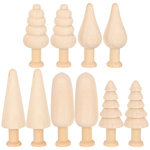 Generic 10Pcs Wooden Tree Toy Unfinished Wooden Christmas Trees Mini Wooden Christmas Trees Wooden Trees For Crafts Mini Wooden Trees For Diy Arts Crafts Sculpture Toy #TOP13