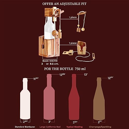 Bsiri Wine Bottle Puzzle - Challenging 3D Wooden Bottle Holder And Lock Puzzle Games For Adults. Functional Storage, Ideal Puzzle Lover Gifts, Fun Gifts, Game Night And Rustic Room Decor #TOP4