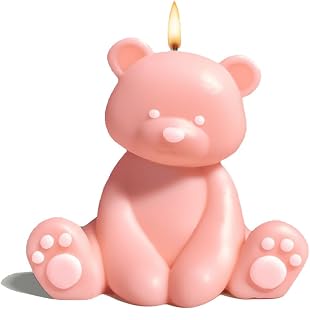 MWC Bear Scented Candle Handmade for Baby Shower Aesthetic Fresh Shape Candles Aromatherapy Handmade Candle Tabletop Art Decorative Sculpture for Modern Home Bedroom Bathroom Pink by Carmen Quintero