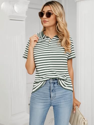 Image of Mack Jonney Women's Striped Cotton Rich Polo T Shirt | Collar Tshirts | Half Sleeves | Stripe-Regular Fit-MACK640589