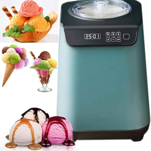 Sorbetière Domestique 1,2 L, Double Isolation, avec compresseur, 135 W, yaourtière glacée Rapide 20 Min, écran LCD et minuterie, for Restaurants, Desserts et cafés