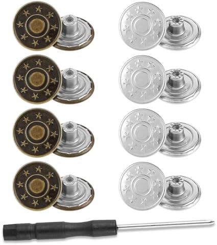 Lot De 10 Boutons Pour Jeans Sans Couture - Étoiles Argent Vieilli 17mm, Qualité Telliswelt
