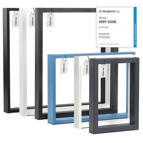 HOLZBRINK Pata para Escritorio, Patas rectangulares de Metal, 60x30 mm, Perfil 60x72 cm, Negro, 1 Unidad, HLT-01-D-CC-9005