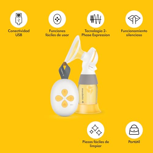 Medela extractor de leche eléctrico individual Solo, extracción silenciosa, recarga mediante USB, embudos PersonalFit Flex y tecnología 2-Phase Expression, Solo - imagen 3