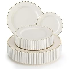 Beige and Gold Plastic Plates