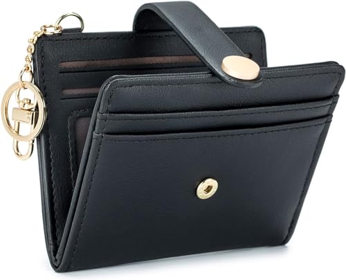 Image of VOGARD Slim Wallet for Women,RFID Blocking Bifold Credit Card Holder with Zipper Coin Pocket,ID Window & Keychain (Black)