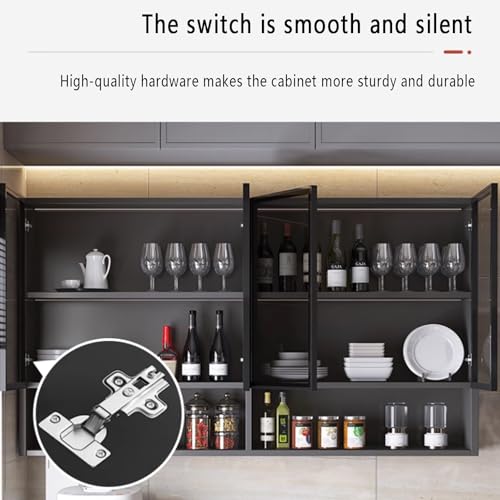 Mobiletto in Vetro Stretto da Parete - Elegante Soluzione salvaspazio da posizionare sopra Il WC per Bagno, Cucina e Soggiorno, con Maniglia a Scomparsa e Finitura Marrone/Grigia.