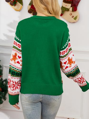 Ugly Christmas Sweater for Women Funny Crewneck Knit Christmas Sweater for Family Pullover Long Sleeve Top3