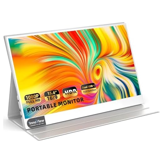 InnoView Portable Monitor for Laptop [2023 Latest] 15.6'' FHD 1080P USB-C Travel Monitor w/Cover & Dual Speakers, HDMI HDR IPS Silver Portable Laptop Monitor for MacBook PC Phone Xbox PS4/5 Switch