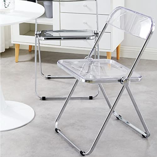Willonin Sedia pieghevole trasparente per banchetto conferenza festa - forte struttura in metallo Obust acrilico Balcone prendere il sole stabile e leggero (Bianco)