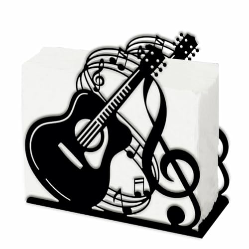 SUPERDANT Guitar and Sheet Music Napkin Holder for Tables Guitar Shape Black Iron Napkin Holder Music Design Napkin Holders Napkin Stand Practical Decoration for Kitchen Countertop Restaurant