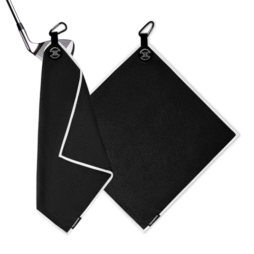 Frevontica Magnetic Golf Towel with Clip and Cleaning Pocket -Premium Ultra Absorbent and sandfree Waffle Weave Microfiber Towel-Golf Accessories for Golf Bags, Carts or Clubs 16"*16“