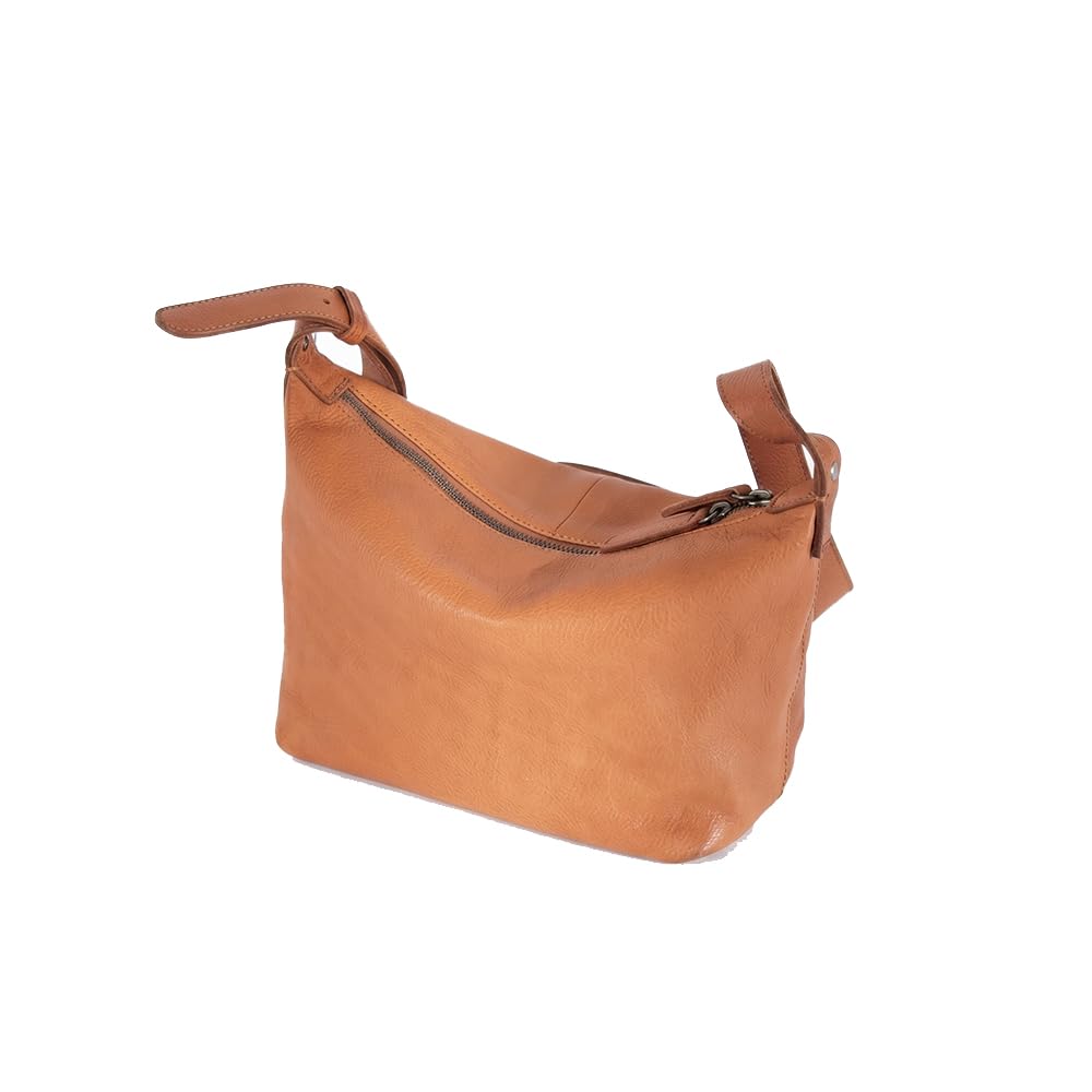 Bolso de Mano Mujer de Cuero Genuino Primavera-Verano, Mini Bolso de Croissant Tipo Domo, Elegante Bolso de Hombro Debajo del Brazo y Bandolera Marrón