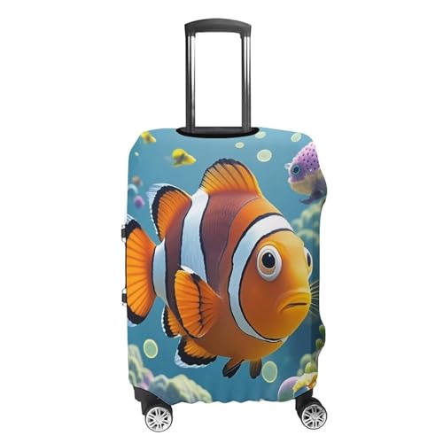 Cartoon Clown Fish Luggage Cover, Elastic Luggage Protector Fits 19-32in Suitcases, Washable & Anti-Scratch Suitcase Cover for Men Women L4