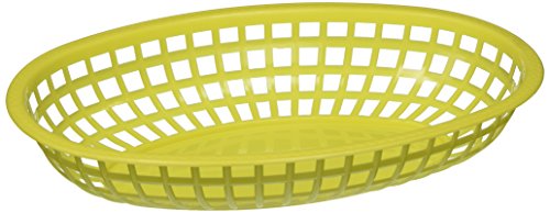Winco Oval Fast Food Baskets, 10.25-Inch by 6.75-Inch by 2-Inch, Yellow, Pack of 12