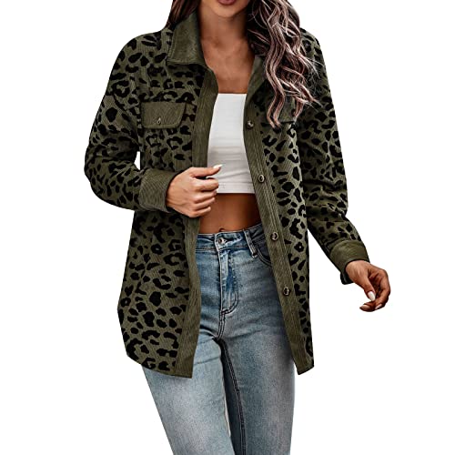 Chemise en velours côtelé femme motif léopard boutons et finitions de qualité supérieure