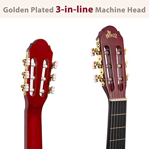 Winzz 39 Inches Classical Guitar Full Size Beginner Acoustic With Online Lessons Bag Capo Tuner Strings thumb #3