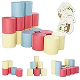 📘 Tamaño perfecto para los niños: Cada bloque de madera se adapta perfectamente a las pequeñas manos de los niños, Los bloques de madera son lo suficientemente gruesos para que las pequeñas manos puedan agarrarlos y apilarlos fácilmente, y son lo suficientemente grandes para evitar que los niños se los traguen, garantizan la seguridad para sus niños y niñas de 3,4,5 años.