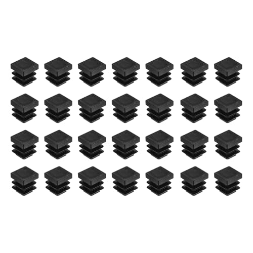 Image of uxcell 28Pcs Square Plastic Plugs, 13 x 13mm /0.51 x 0.51inch PE Pipe Tubing End Caps for 9-11mm /0.35-0.43inch Square Tube Furniture Chair Leg, Black