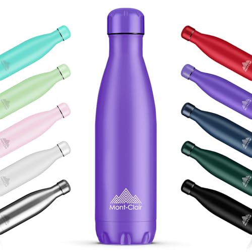 Mont-Clair l'O Trinkflasche Edelstahl - Thermosflasche - BPA-freie - Water Bottle, Edelstahl trinkflasche 500ML - 24h Kalt & 12h Warm - Trinkflasche Auslaufsicher - Lila